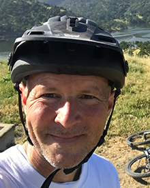 Rob Falgout wearing a bike helmet