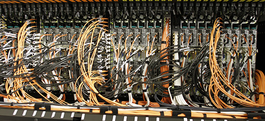 Wires inside the Sierra supercomputer
