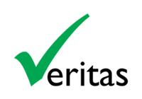 the word Veritas with the V shaped as a green check mark