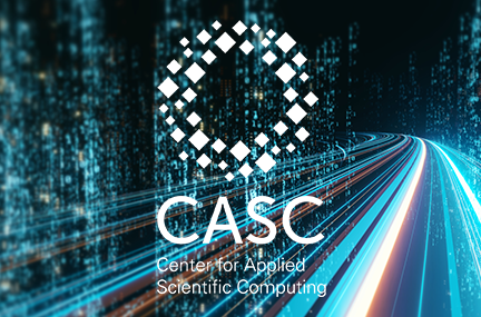 CASC logo overlaid on abstract graphic of ones and zeros moving into the distance