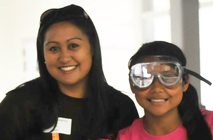Jeene Villanueva and her daughter at a Girls in Stem event
