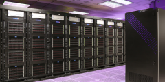 Ruby supercomputer under purple lighting