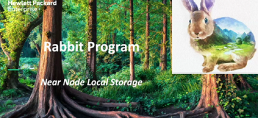 presentation slide showing a watercolor rabbit overlaid on a photo of a forest