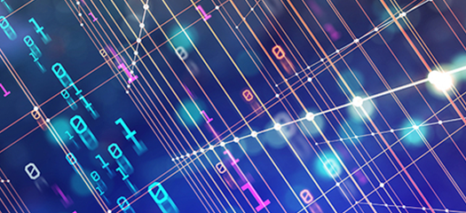 abstract rendering of ones, zeros, and interconnected lines