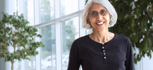 Maya Gokhale poses in 453, a building that houses many of Computing's employees and HPC systems