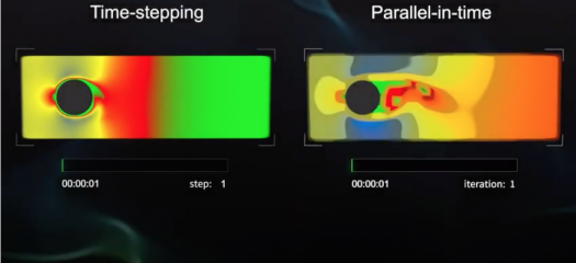 screen shot of the video showing two simulations side by side