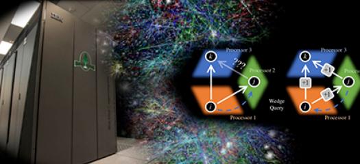 Sequoia supercomputer collaged with 3D cubes