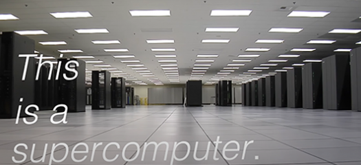 Supercomputer photo overlaid with the words "this is a supercomputer"