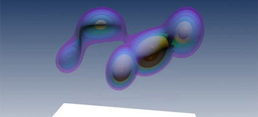 screen shot of the video showing a 3D visualization of multiple data points