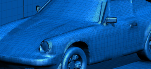 plot of a Porsche 911 model imported from a NASTRAN bulk data file and generated with VisIt