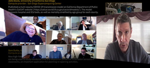 collage of speakers in video chat windows