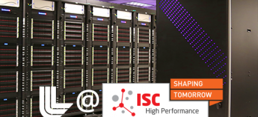supercomputer photo with an overlay of ISC logo and the slogan "shaping tomorrow"