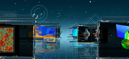 screen shot of video showing multiple computer simulations on a teal background