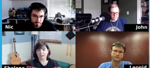 screen shot of four people in video chat