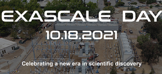 aerial view of construction site with "exascale day" text overlay