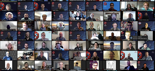 9x9 grid of workshop participants in video chat
