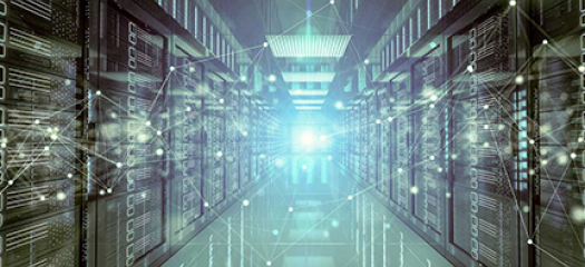 stylized image of supercomputer racks