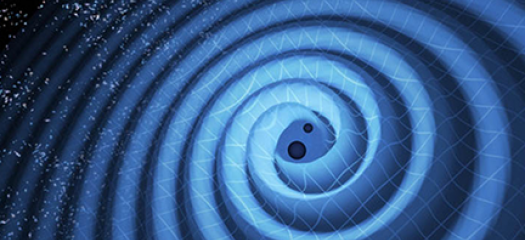 artist's rendering of two black holes merging