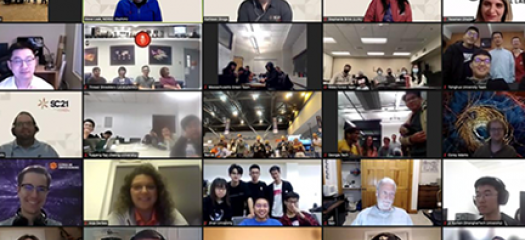 5x5 grid of participants in video chat, with Kathleen in the middle of the top row