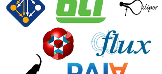 logos for seven open-source projects: Spack, BLT, Caliper, MFEM, Flux, Ascent, and RAJA