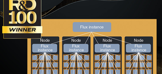 R&D100 award logo overlaid on a workflow diagram