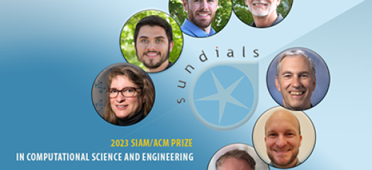 portraits of seven members of sundials team on blue background