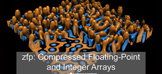 orange and blue bully simulation with text overlay "zfp: Compressed Floating-Point and Integer Arrays"