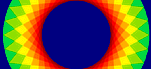 brightly multi-colored circle on a dark blue background