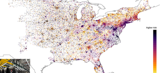 map of lower 48 states covered with grid points, plus an inset of Frontier