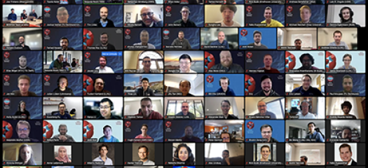 9x9 grid of people in video chat