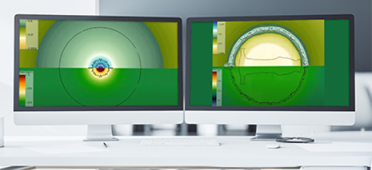two computer screens showing different stages of a MARBL simulation