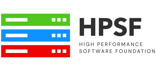 HPSF logo with a cartoon of computing hardware in green, blue, and red