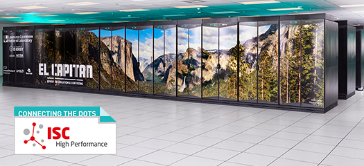 El Capitan supercomputer overlaid with ISC High Performance “connecting the dots” logo