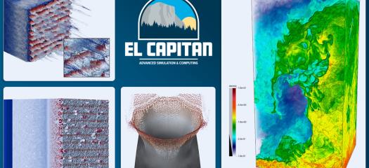 collage of detailed simulations and the El Capitan logo