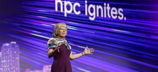 Lori Diachin on the main stage at SC25