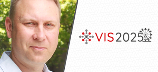 Peter's portrait next to the VIS 2025 logo