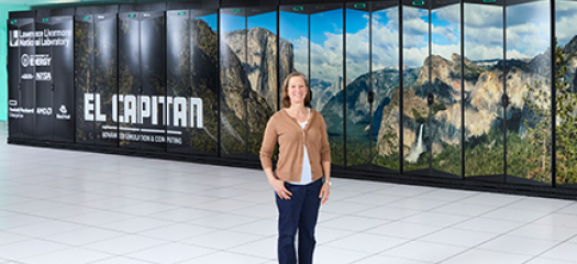 Kathryn Mohror stands in front of the El Capitan supercomputer