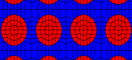 mesh of red ovals on a blue background