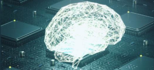 artist's rendering of the brain sitting on a computer chip