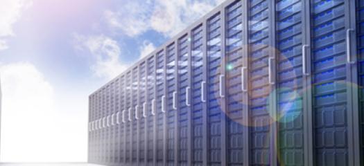 supercomputer with a sky and cloud background