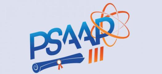 PSAAP logo of the acronym, a scroll, and electron fields