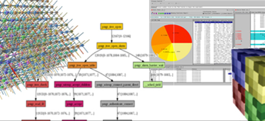 collage of computer simulations, workflows, and user interfaces