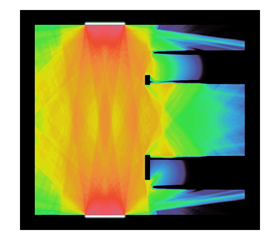 rectangular rainbow-colored simulation