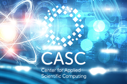 CASC logo overlaid on abstract graphic of an exploding atom