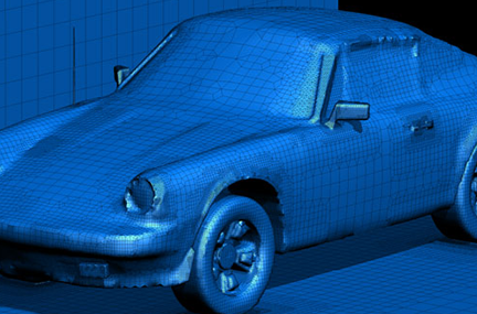 plot of a Porsche 911 model imported from a NASTRAN bulk data file and generated with VisIt