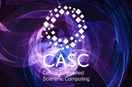 CASC logo overlaid on abstract graphic of purple and blue shapes