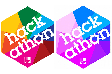 regular and winter hexagonal hackathon logos side by side