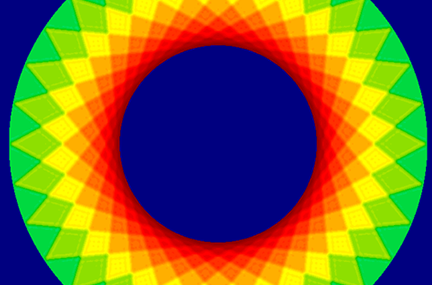brightly multi-colored circle on a dark blue background