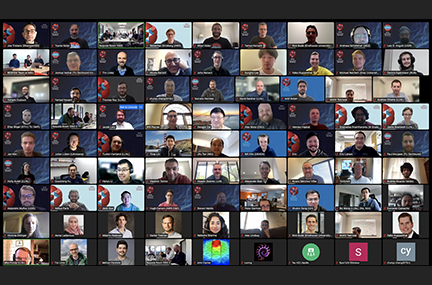 9x9 grid of people in video chat