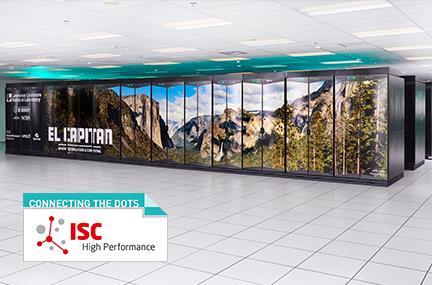 El Capitan supercomputer overlaid with ISC High Performance “connecting the dots” logo